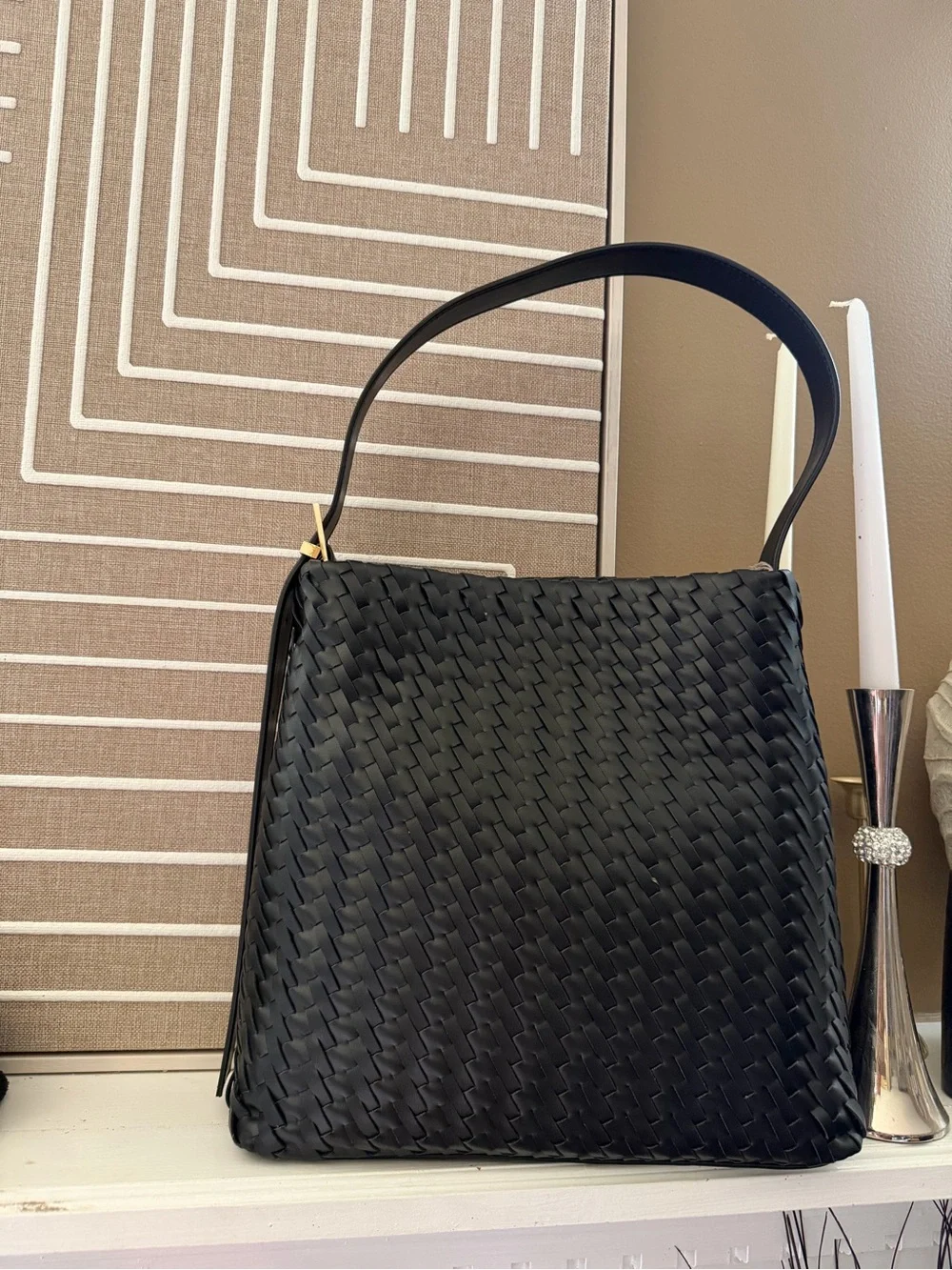 a new day Black Woven Shoulder Bag